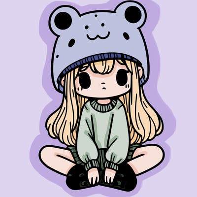 a girl wearing a frog hat and some frog socks