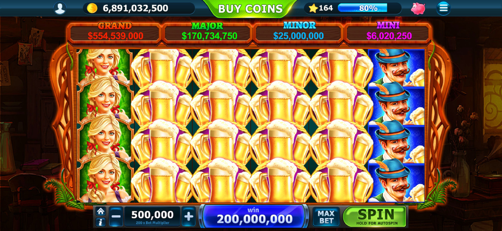 Slots of Vegas - Slot machine a tema Oktoberfest in Slots of Vegas con boccali di birra e un jackpot di grande vincita