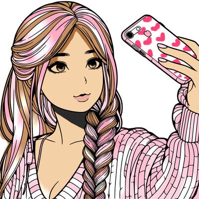 realistic girl, taking a selfie