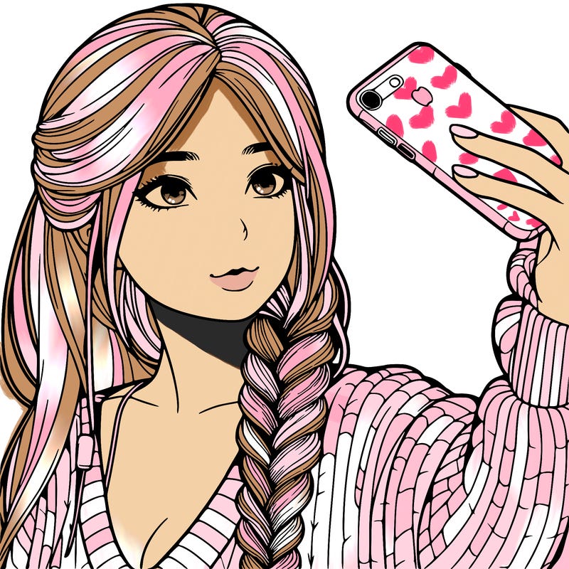 realistic girl, taking a selfie