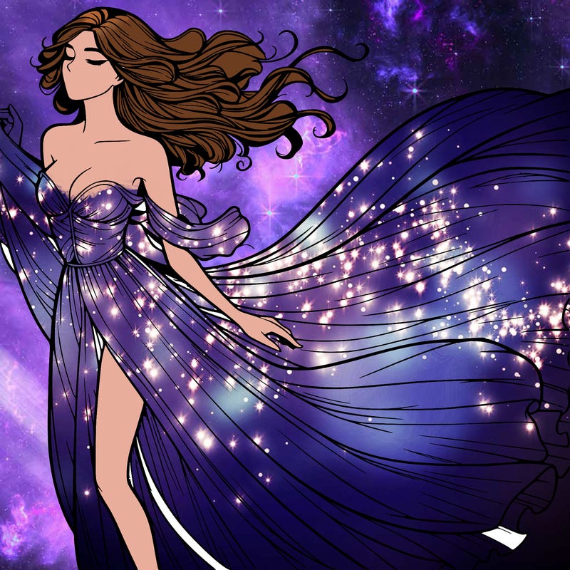 realistic woman in dress flowing the the wind