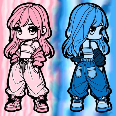 girl in crop top and baggy pants