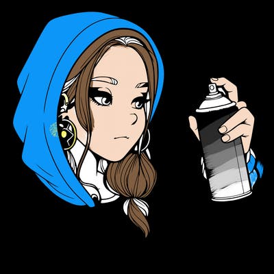 a realistic girl, spray painting