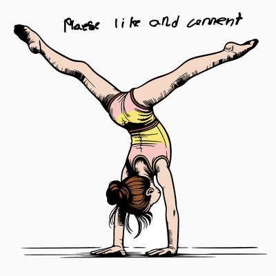 realistic gymnastic hand stand girl in four splits