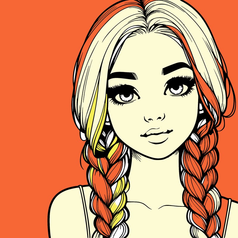 realistic girl with braids