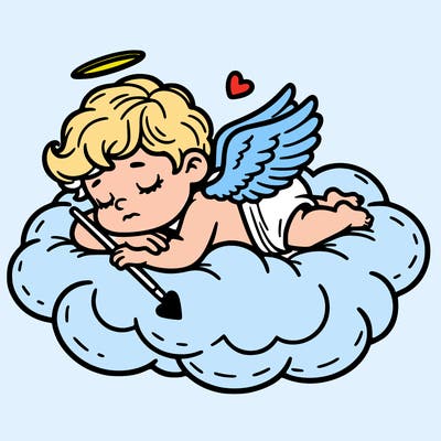 cupid asleep on a cloud