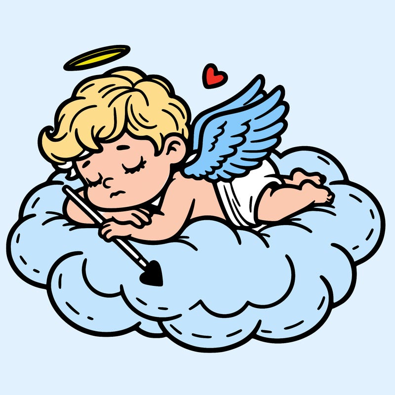 cupid asleep on a cloud