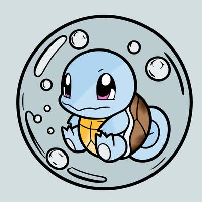 squirtle in a bubble