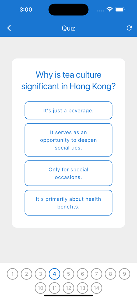 Learn Cantonese: CantoWise - CantoWise quiz question about Hong Kong tea culture.