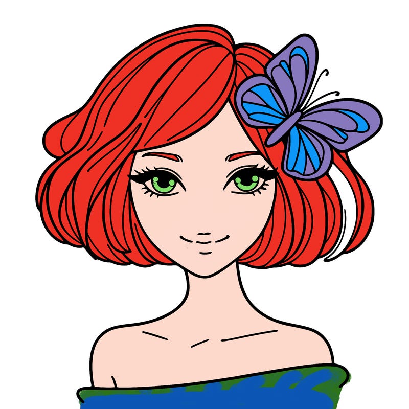 woman with butterfly short hair