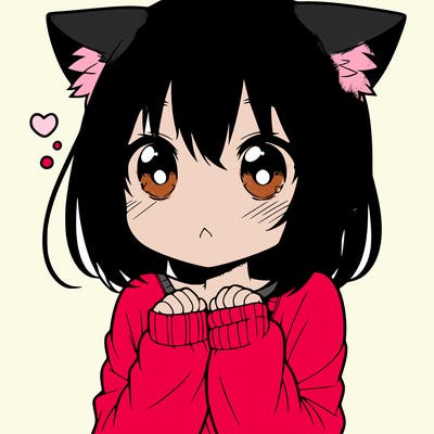 shy anime catgirl
