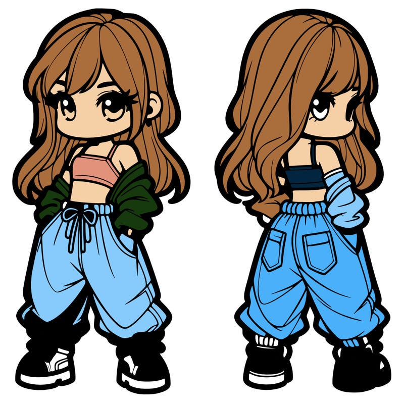 girl in crop top and baggy pants