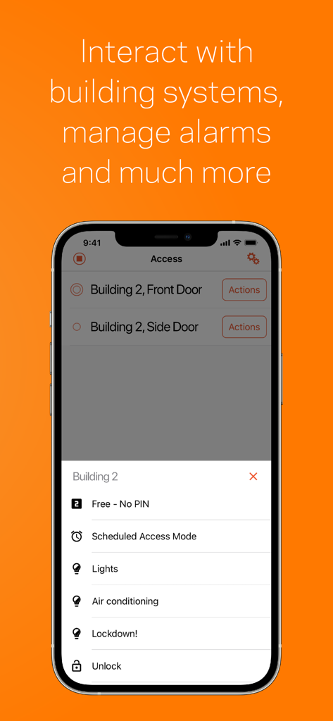 Gallagher Mobile Connect - Gallagher Mobile Connect app showing building system management and access controls