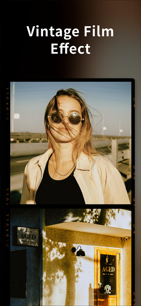 Vintage film effect filters applied to photos in the OldRoll camera app