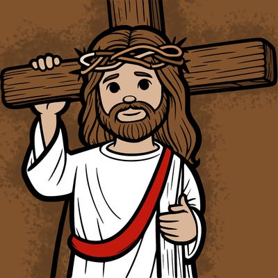 jesus holding the cross