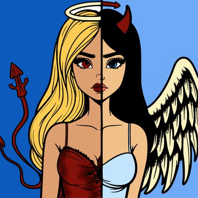 devil vs angel realistic girl