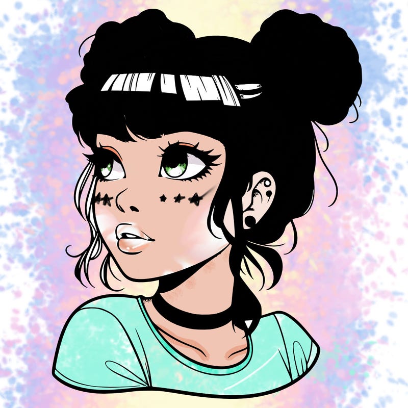 realistic girl with spacebuns