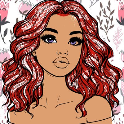 realistic girl with wavy hair and lips