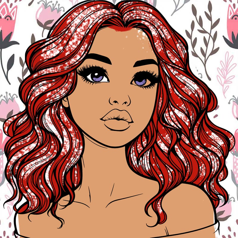 realistic girl with wavy hair and lips