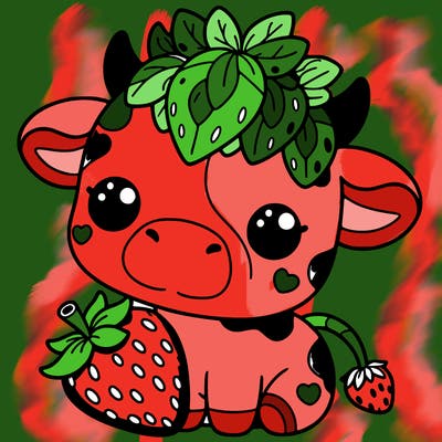 cute strawberry cow