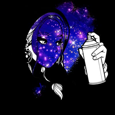 a realistic girl, spray painting