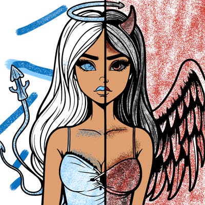 devil vs angel realistic girl