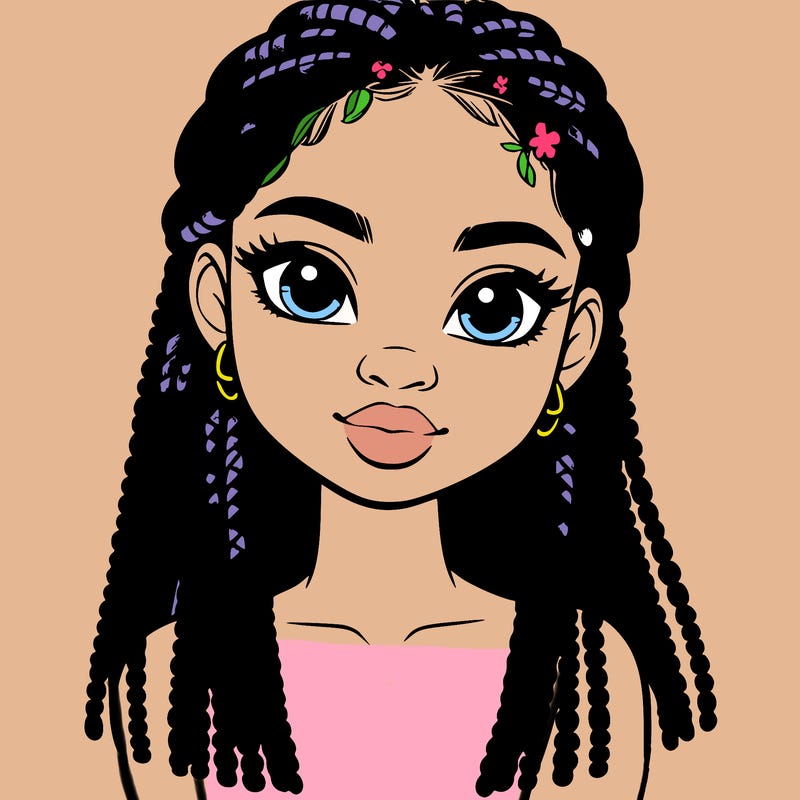 a realistic black girl with braids