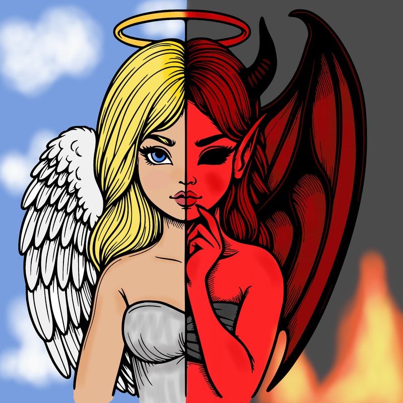 realistic angel half demon