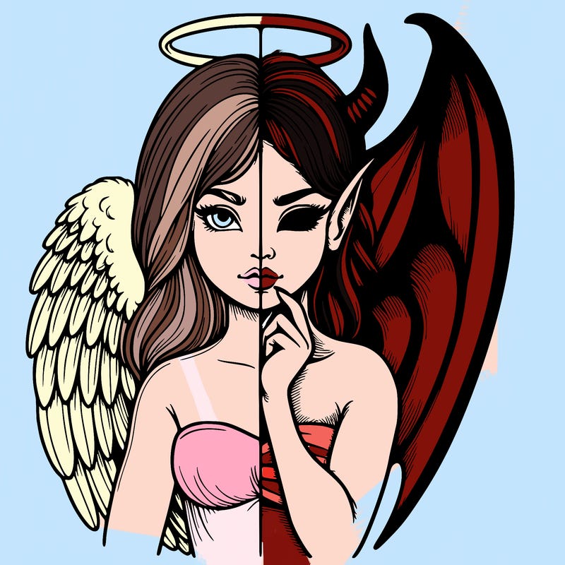 realistic angel half demon