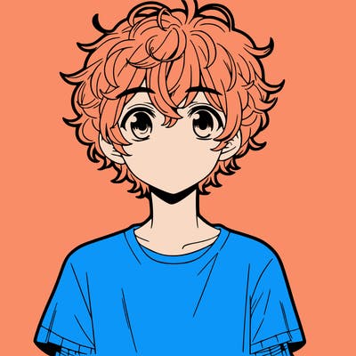 manga boy with curly hair