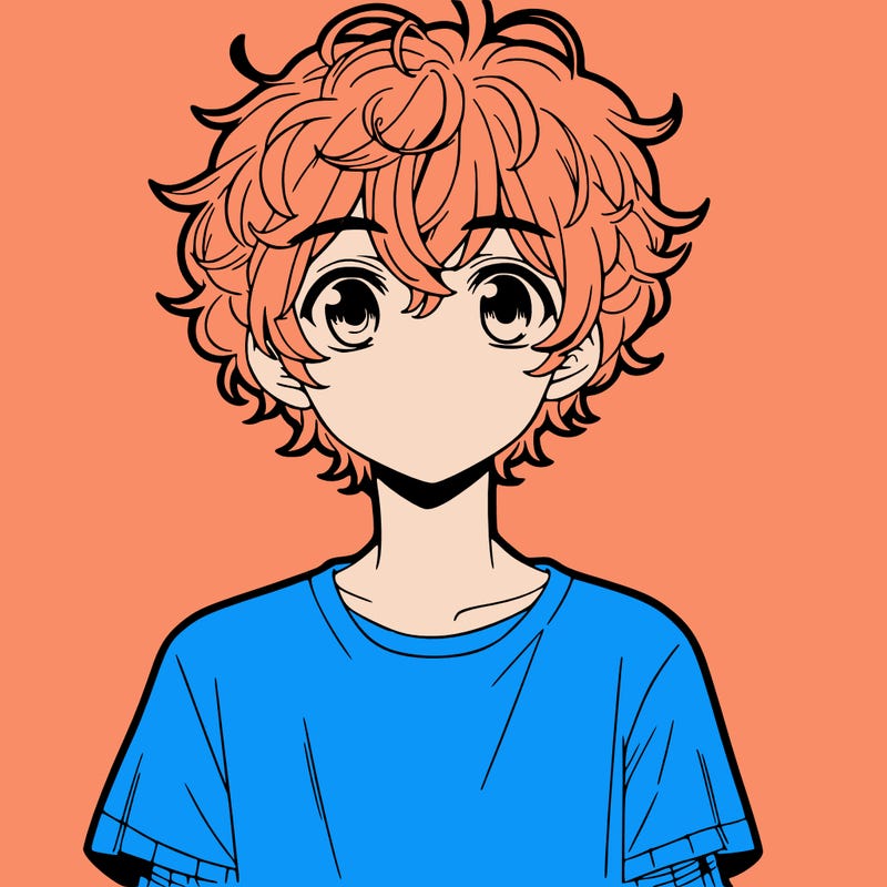 manga boy with curly hair