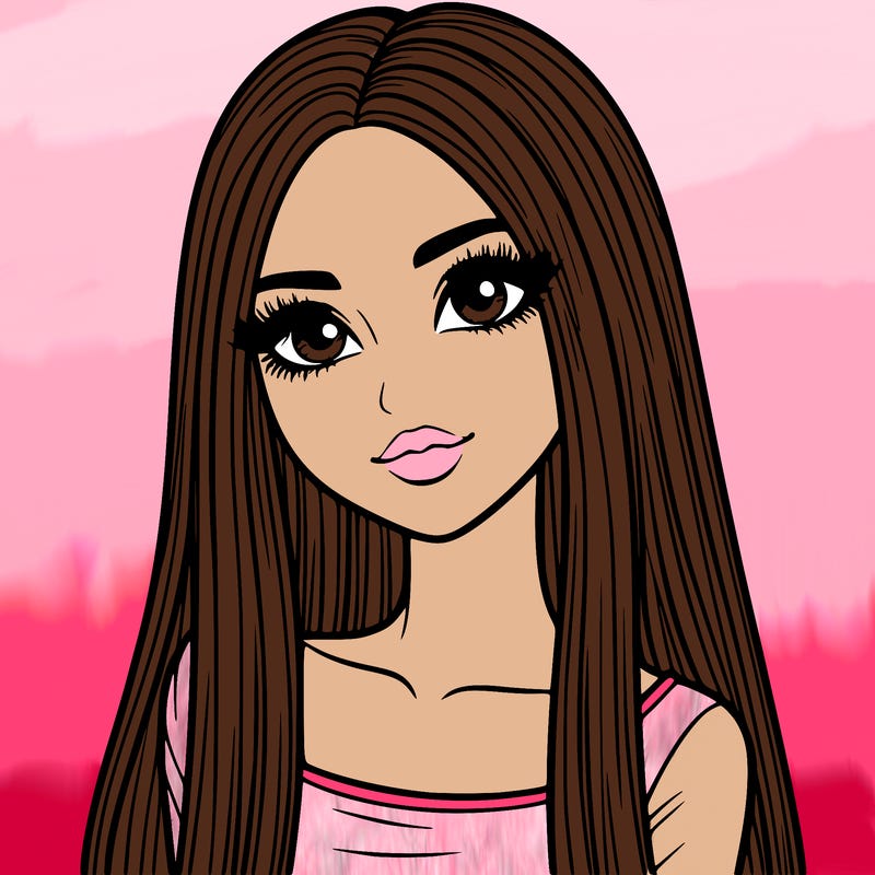 realistic girl with straight and long hair