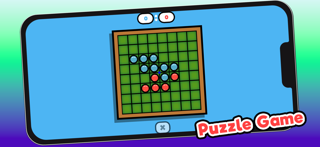 Play with Friends(2p play) - Un mini juego de puzzle con piezas azules y rojas en una cuadrícula de la aplicación móvil Play with Friends