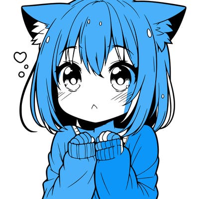shy anime catgirl