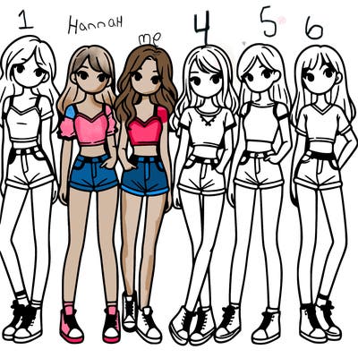 a group of girls wearing crop tops and shorts