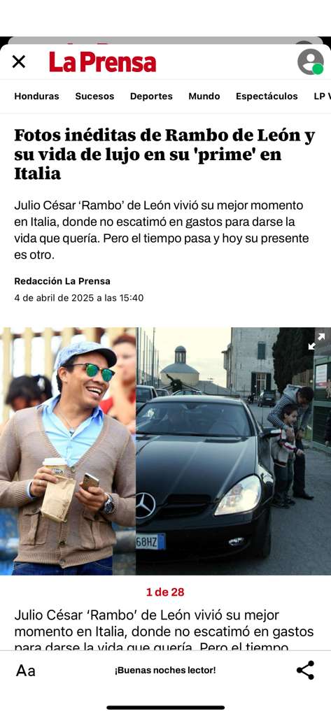 Diario La Prensa Honduras - Diario La Prensa Honduras app news article about footballer Rambo de Leon