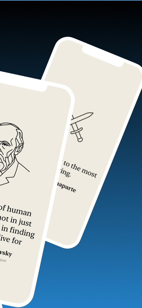 Quotebook - Daily Quotes - Minimalist smartphone screens displaying daily quotes from historical figures in the Quotebook app