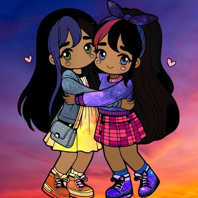 two best friends that are girls hugging