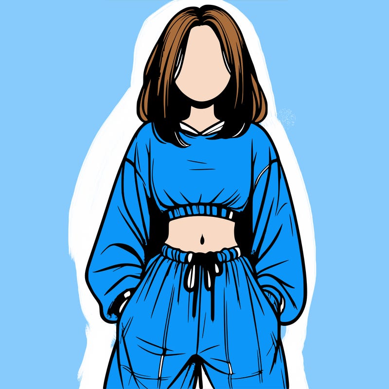 realistic girl faceless with baggy pants and a crop top
