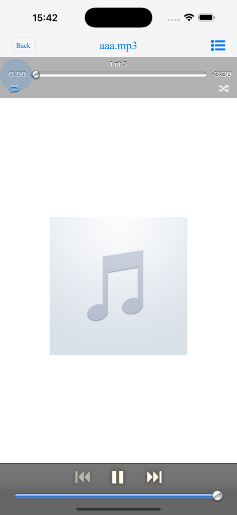 File Manager$ - Music player interface within the file manager app