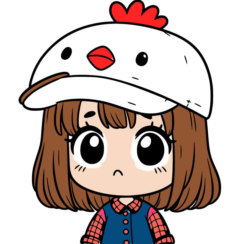 cute girl with chicken hat