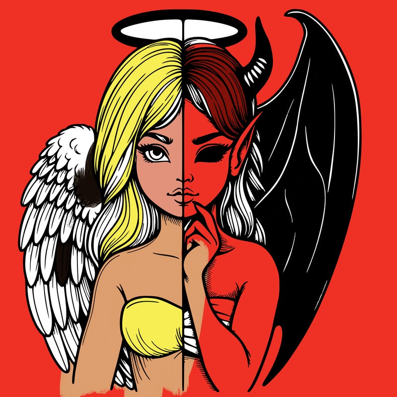 realistic angel half demon