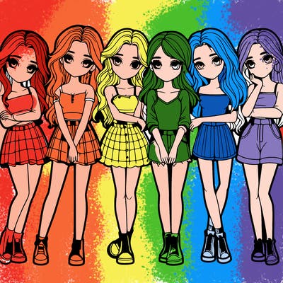 a group of girls realistic