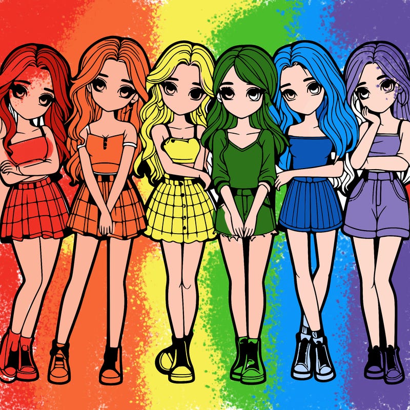 a group of girls realistic