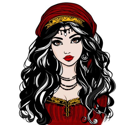 realistic beautiful mysterious gypsy girl