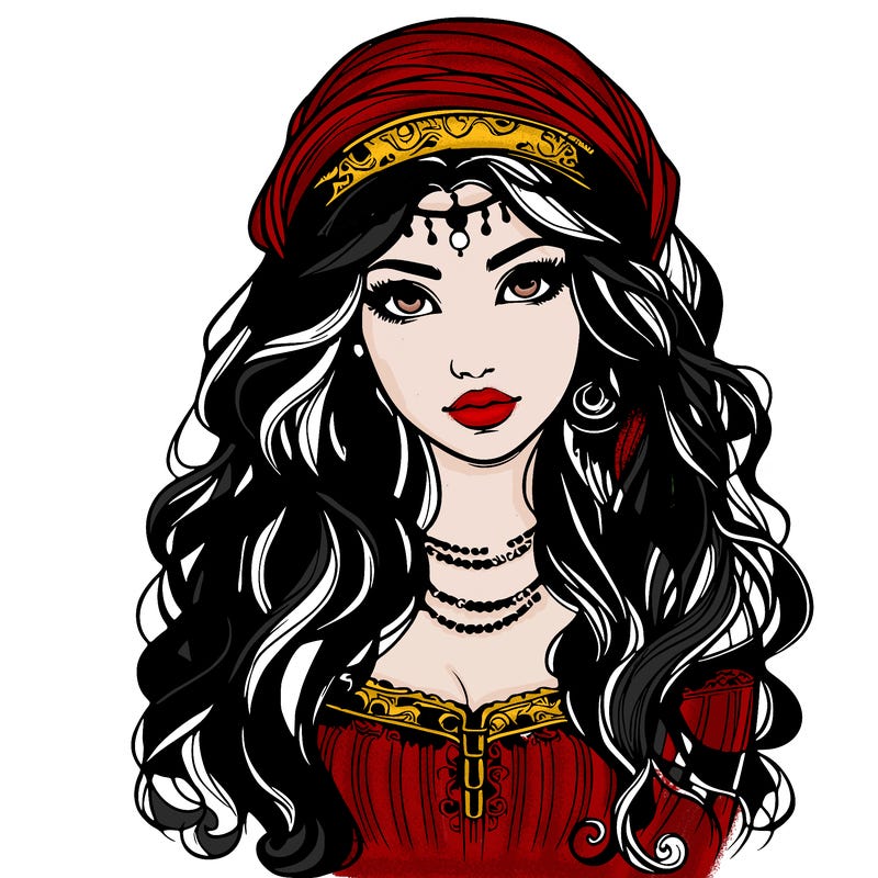 realistic beautiful mysterious gypsy girl
