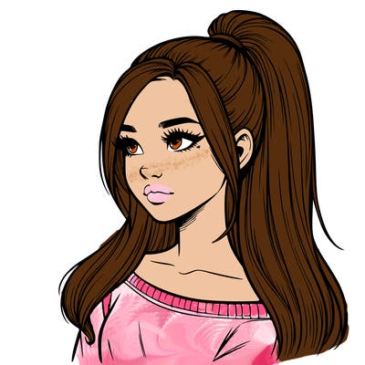 realistic girl with a high ponytail