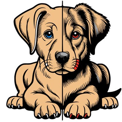 realistic dog split picture