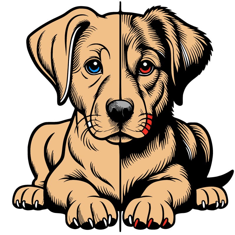 realistic dog split picture