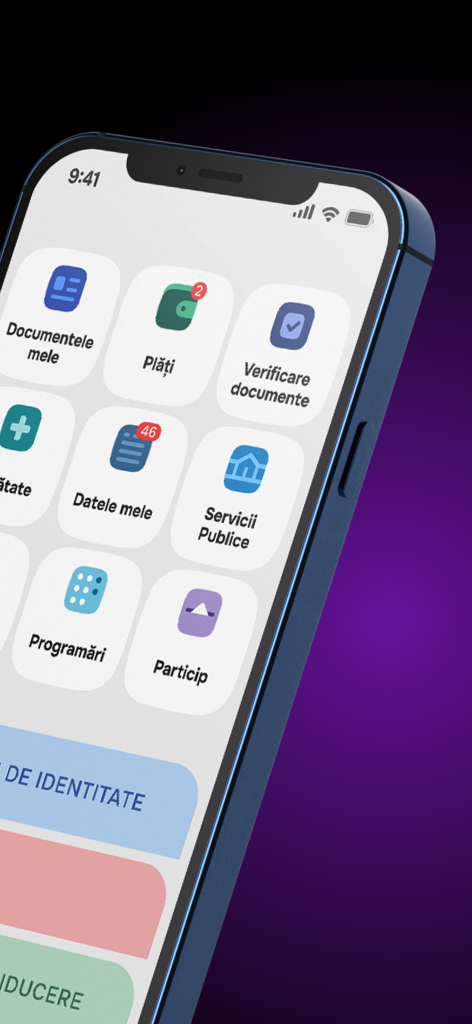 モルドバの行政サービスのためのEVOアプリダッシュボードを表示するスマートフォンの画面